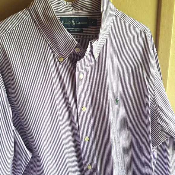 Blue Label Ralph Lauren Office Button Down Shirt in Purple and White XL - Picture 5 of 16